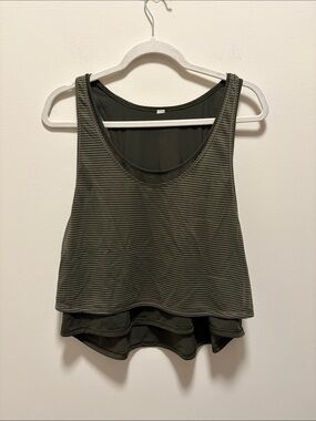 lululemon athletica Olive Green Layered Striped Tank